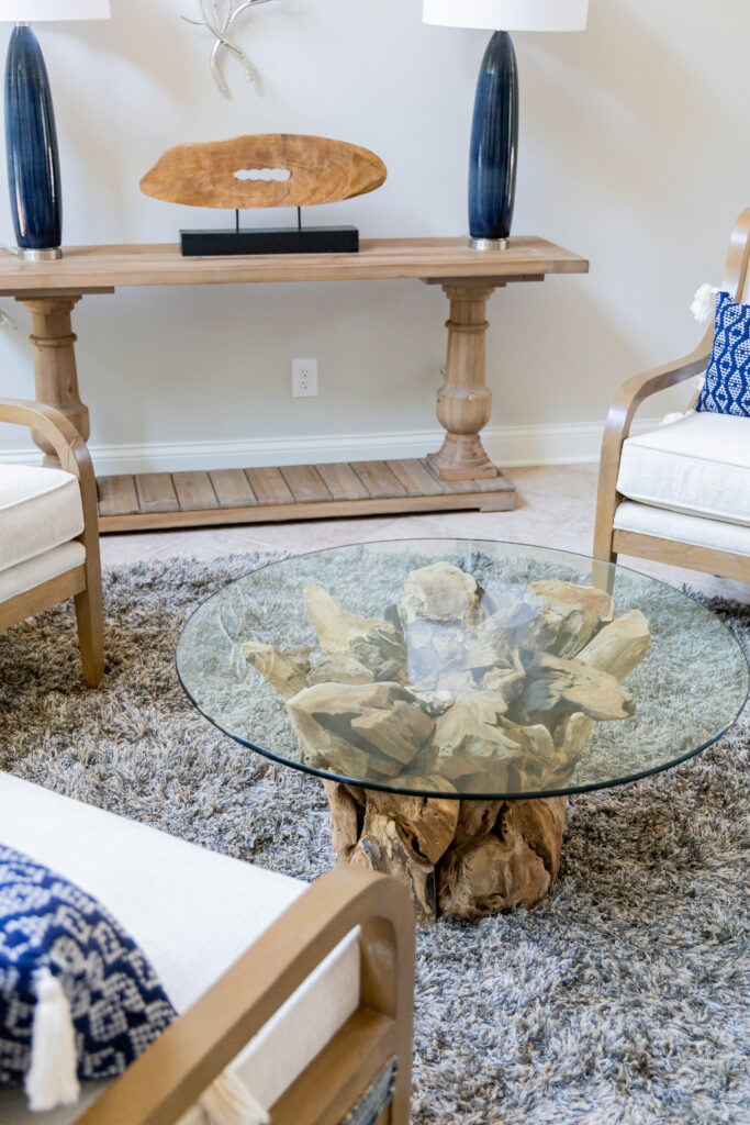 This driftwood table is a great example of using responsibly sourced wood.